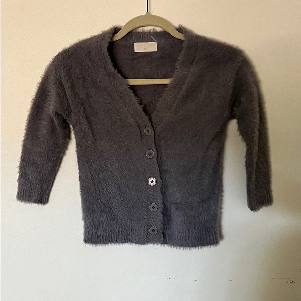 Bella Dahl Girls Charcoal Button-Up Cardigan Size